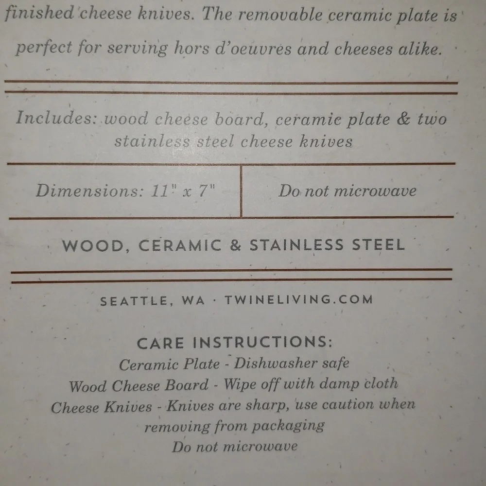GOURMET WOOD & CERAMIC CHEESE BOARD GIFT SET